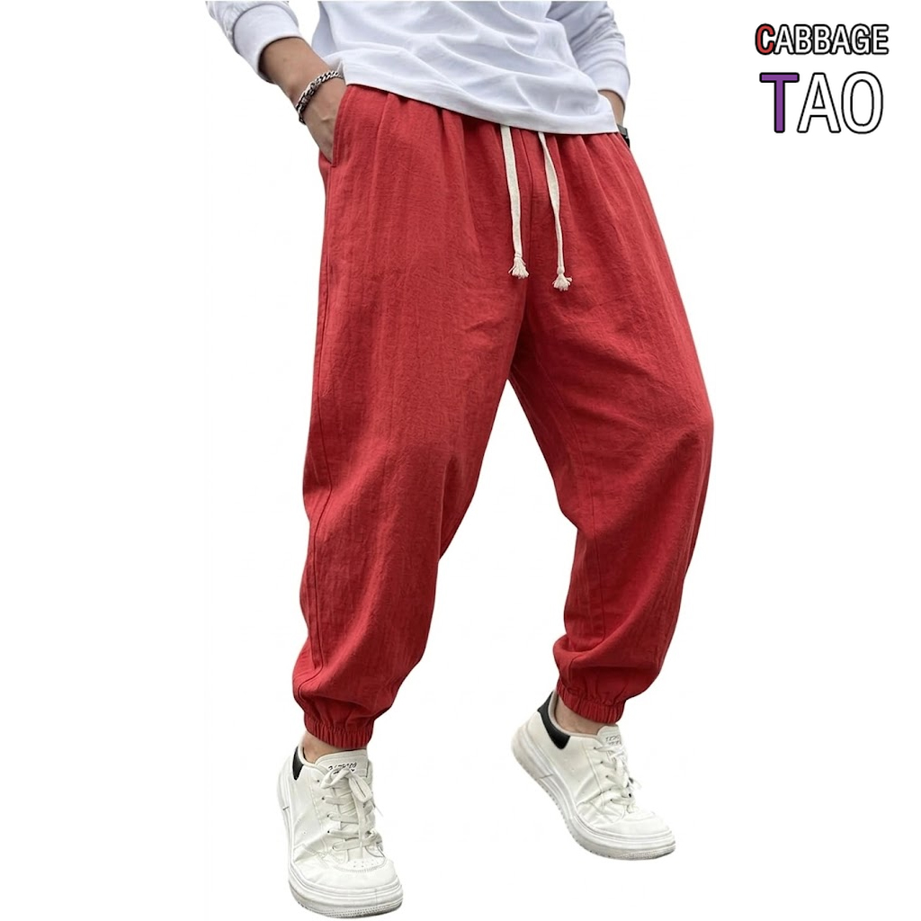 Summer Hiking Clothing - Mens Cotton Linen Harem Trousers Solid