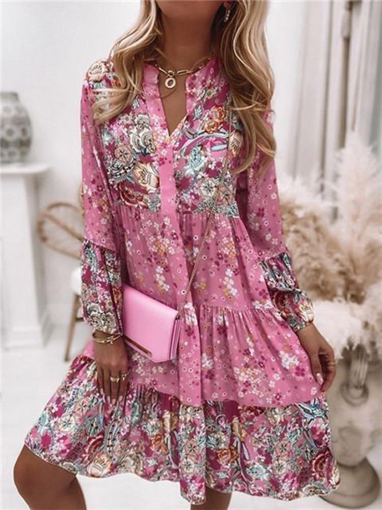 Summer Clothing Zara - Casual Floral Print Dresses For Women