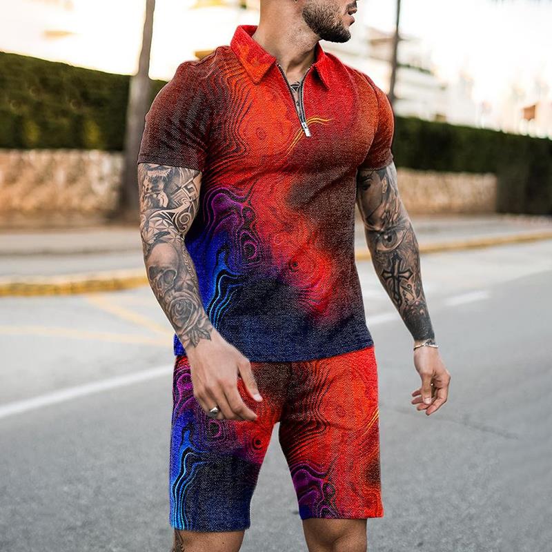 Summer Clothing For A Beach - Summer Zipper Polo Shirt Suit 2