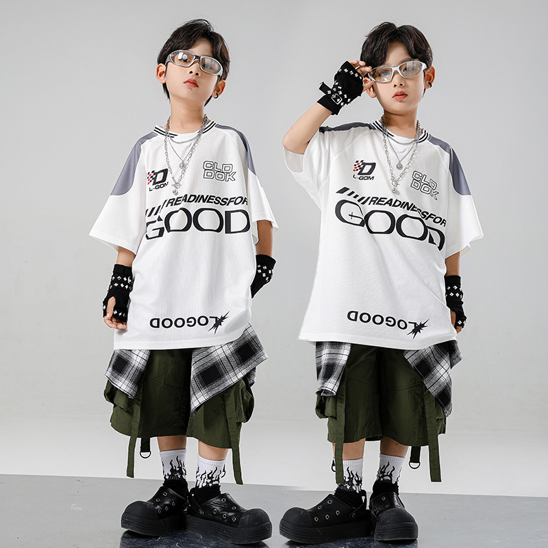 Summer Green Clothing - Kid Kpop Hip Hop Clothing White