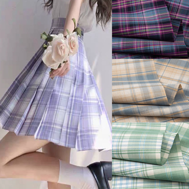 Summer Green Clothing - Japanese Plaid Fabric By Meters for