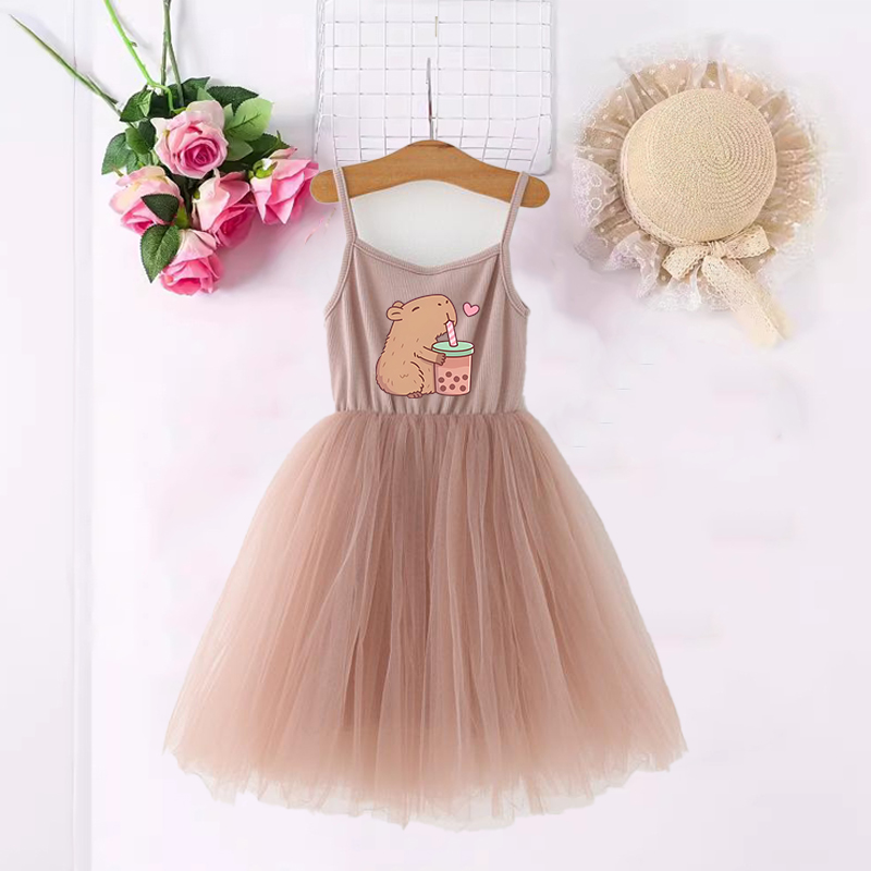 Summer Clothing Gifts - Capybara Girls Dresses Anime Printed Cute