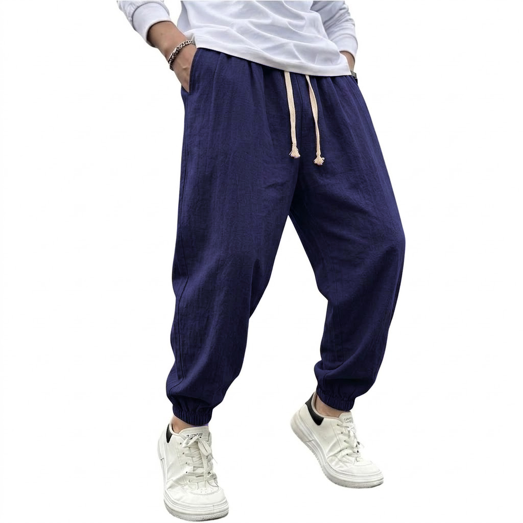 Mens Cotton Linen Harem Trouse - Summer Hiking Clothing ulasan dan harga