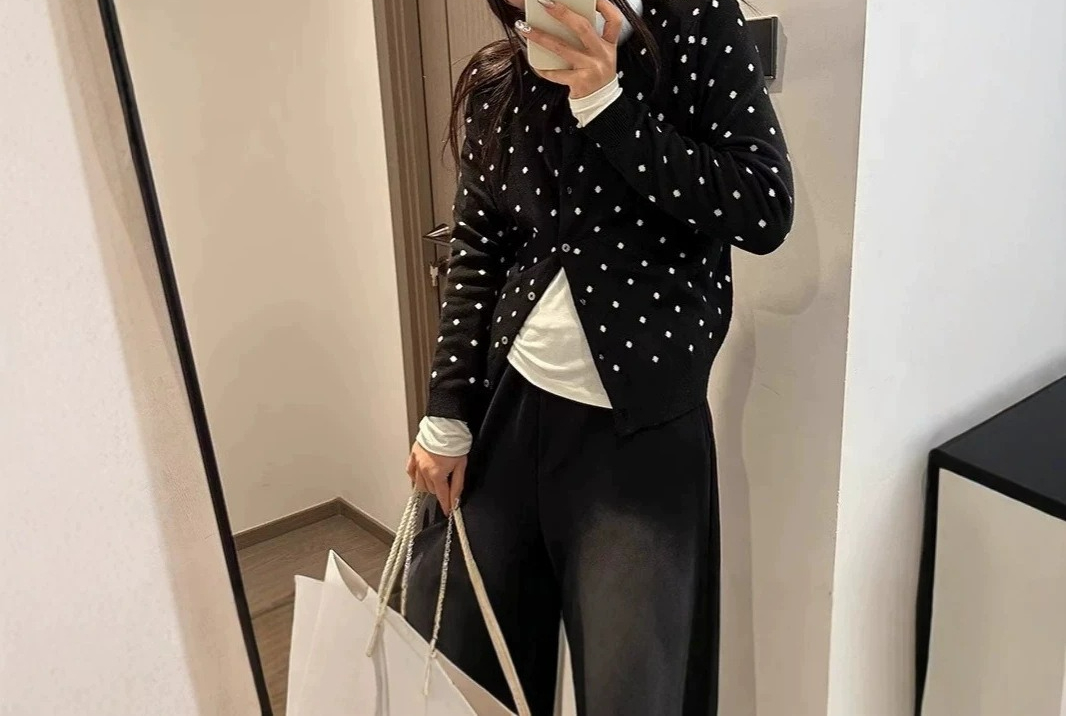 Gray Polka Dot Knitted Cardiga - Crew Clothing Summer Jacket ulasan dan harga