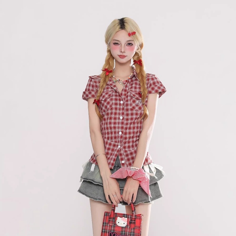 Harajuku Vintage Gothic Plaid  - Summer Grunge Clothing ulasan dan harga