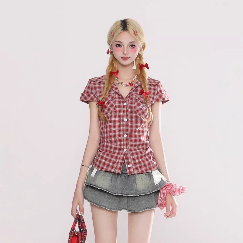 Harajuku Vintage Gothic Plaid  - Summer Grunge Clothing ulasan dan harga