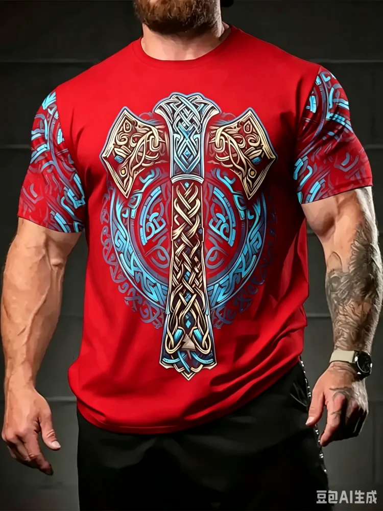 Fashion New Viking Pattern Ful - Summer Viking Clothing ulasan dan harga