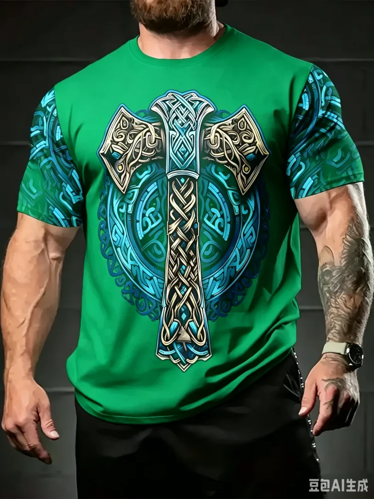 Fashion New Viking Pattern Ful - Summer Viking Clothing ulasan dan harga