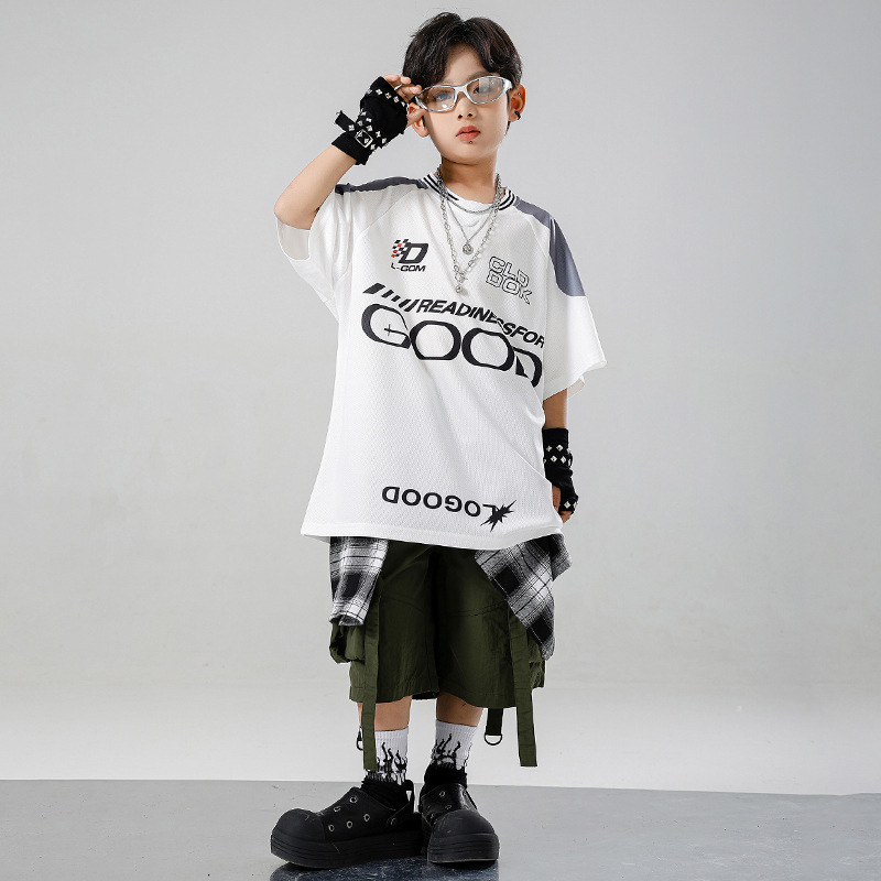 Kid Kpop Hip Hop Clothing Whit - Summer Green Clothing ulasan dan harga