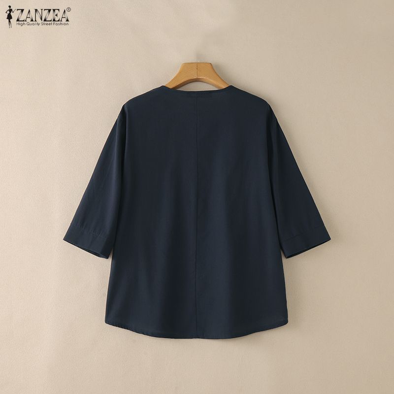 Woman Casual Cotton Linen Blou - Summer De Clothing ulasan dan harga