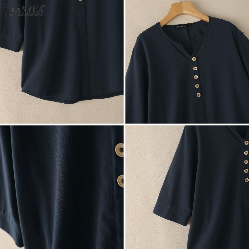 Woman Casual Cotton Linen Blou - Summer De Clothing ulasan dan harga