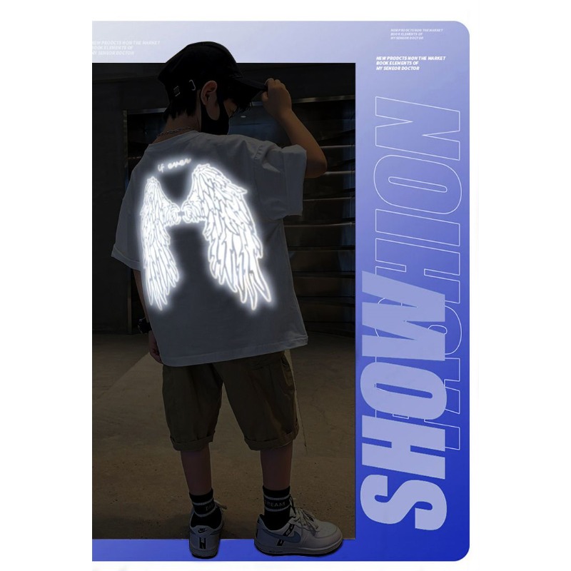 Youth Reflective Wings T Shirt - Summer Clothing Boys ulasan dan harga