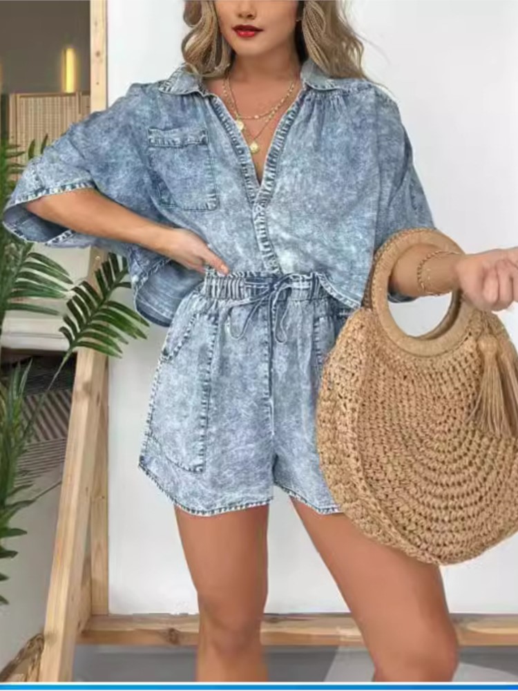 Fashion Vintage Denim Blue Sho - Summer Clothing Zara ulasan dan harga