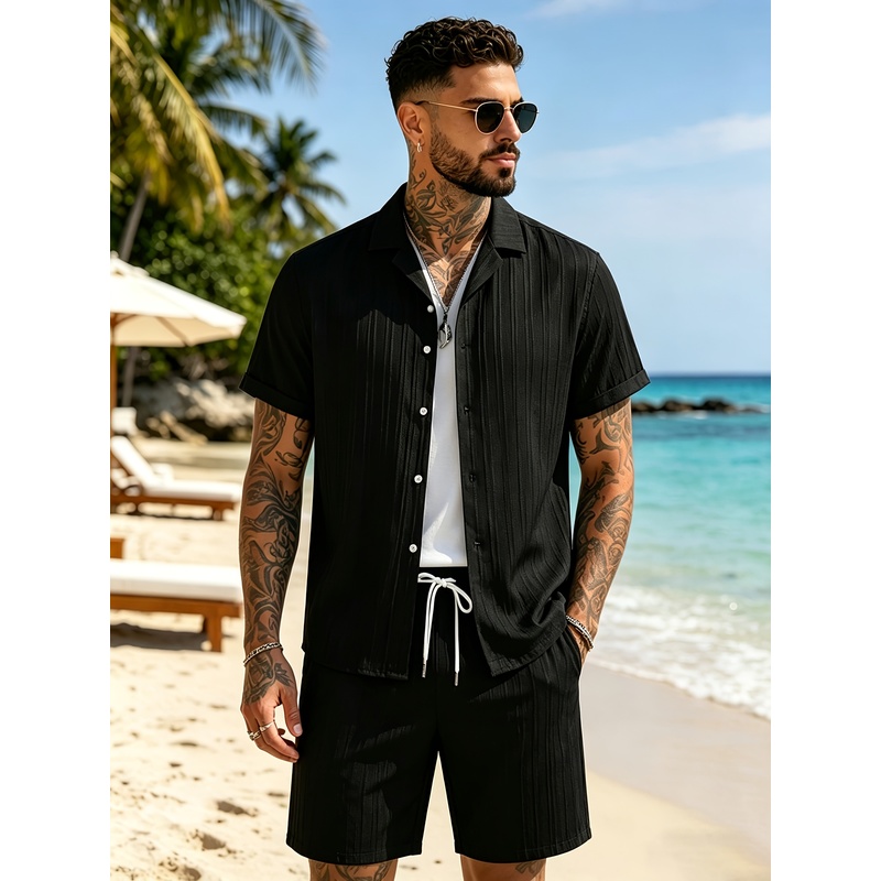 2Men's Summer Casual Suit Set， - Summer Clothing For A Beach ulasan dan harga