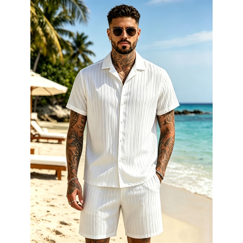 2Men's Summer Casual Suit Set， - Summer Clothing For A Beach ulasan dan harga
