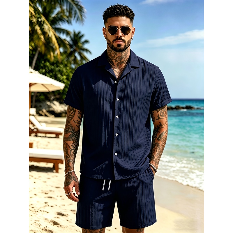 2Men's Summer Casual Suit Set， - Summer Clothing For A Beach ulasan dan harga