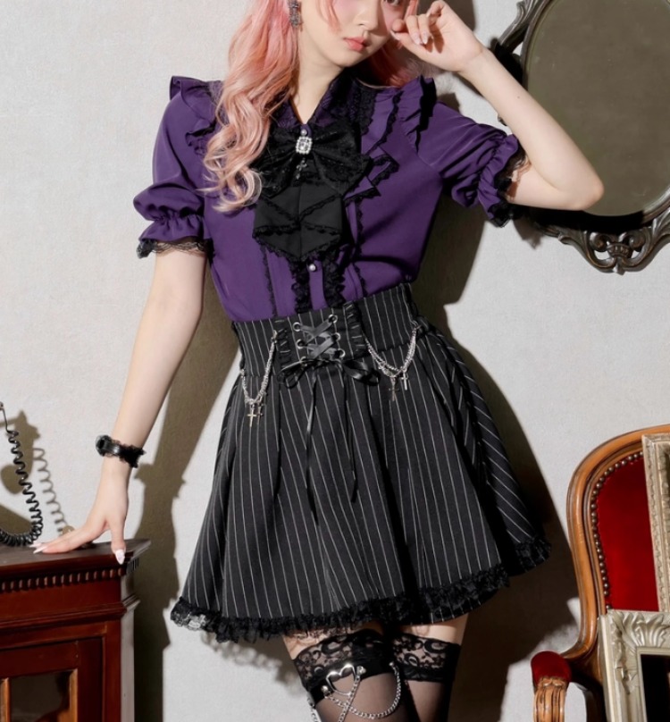 Y2K Lace Ruffle Blouse Women J - Summer Grunge Clothing ulasan dan harga