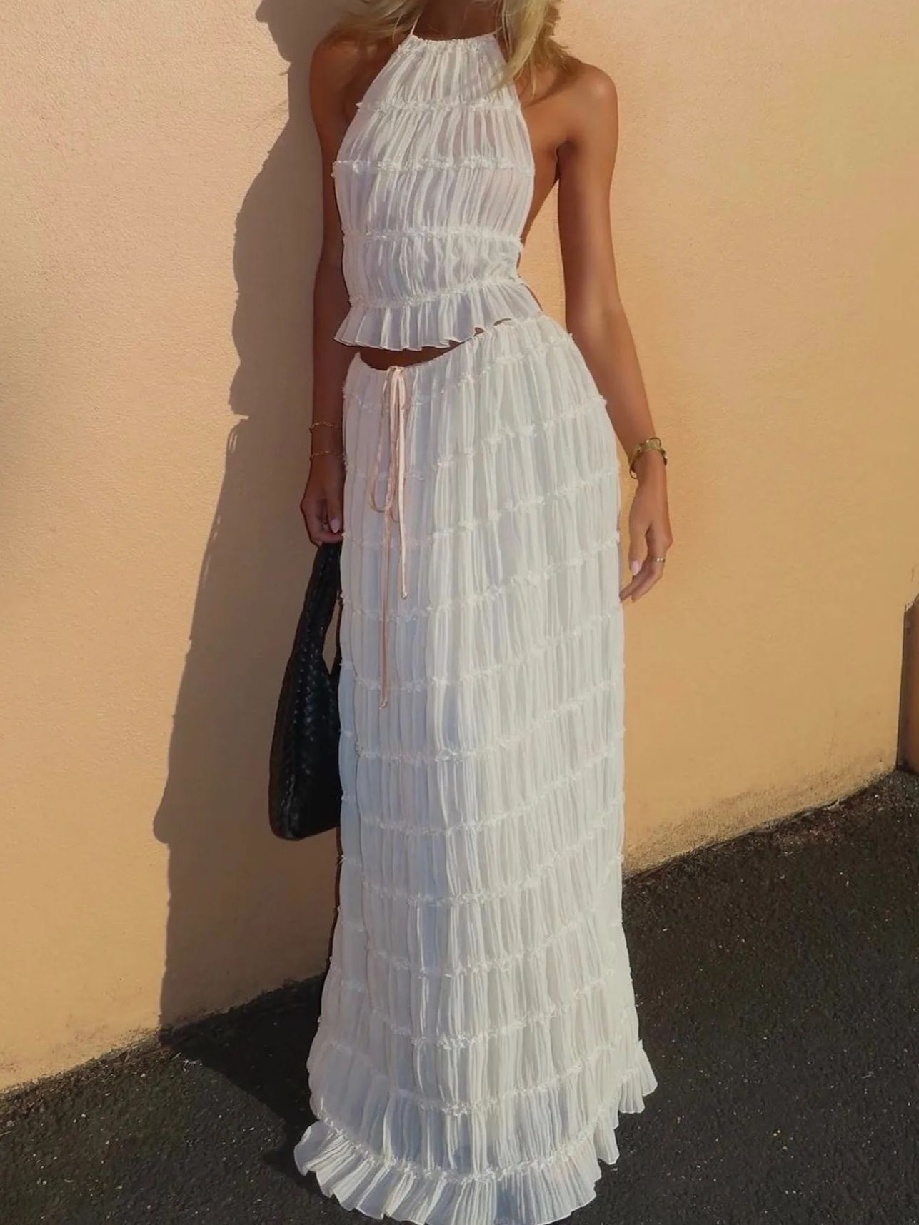 Fashion Halter Neck Long Skirt - Summer Clothing Zara ulasan dan harga