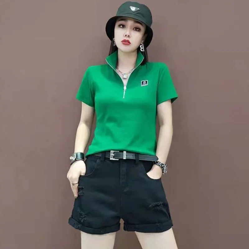 T-shirt Woman Short Sleeve Tee - Summer Green Clothing ulasan dan harga